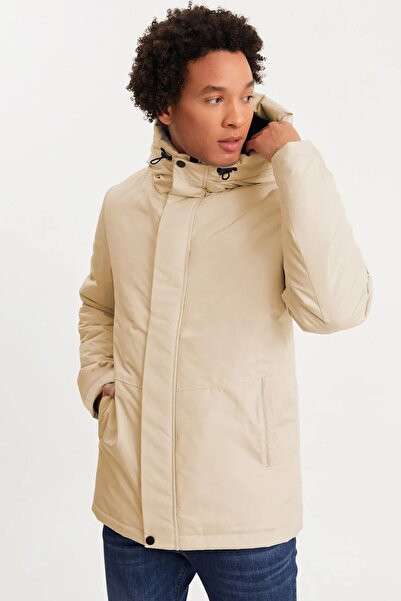 river green Men's Beige Waterproof and Windproof Hooded Winter Coat & Coat & ...
