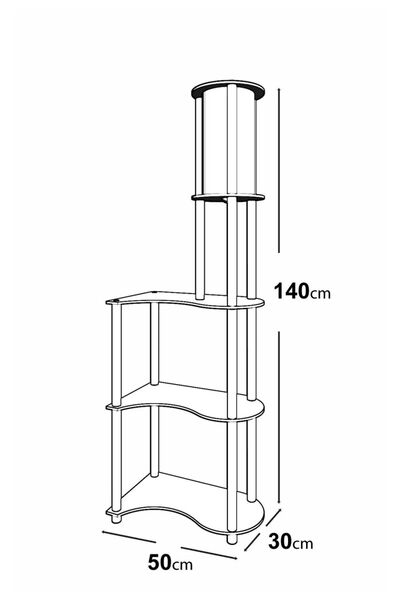 Halımax Riva Dekoratif Raflı Modern Lambader Beyaz Abajur