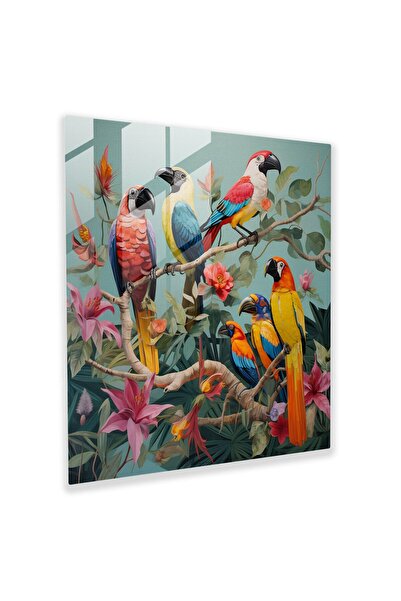PaintedAnarchy Wildlife Glass Wall Art - Tropical Birds - Wildlife, Home Deco...