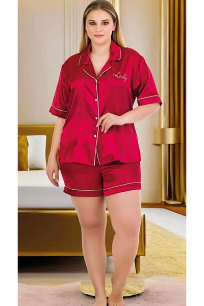 Cooqpoo 2Xl-3Xl-4Xl Size Pajama Sets with Red Straight Shorts