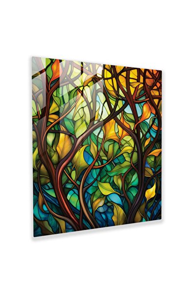 PaintedAnarchy Vitray Yosun Cam Tablo - Moss, Modern Sanat, Duvar Dekorasyonu, Vitraydan İlhamlı