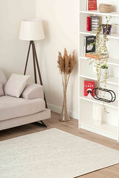 Lorente Home Ria Viscose Carpet Curl - Plush Post, Non-Slip Base, Washable Light Cream Doorway Carpet 1510