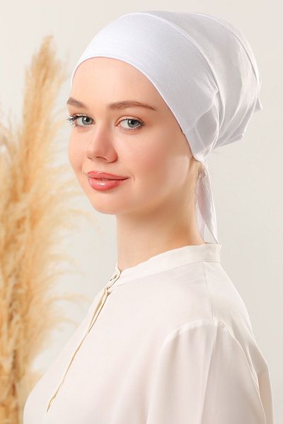 Melodi Scarf Λευκό σιλικόνης αντιολισθητικό καπό Hijab - Γυναικείο χωρίς ραφές