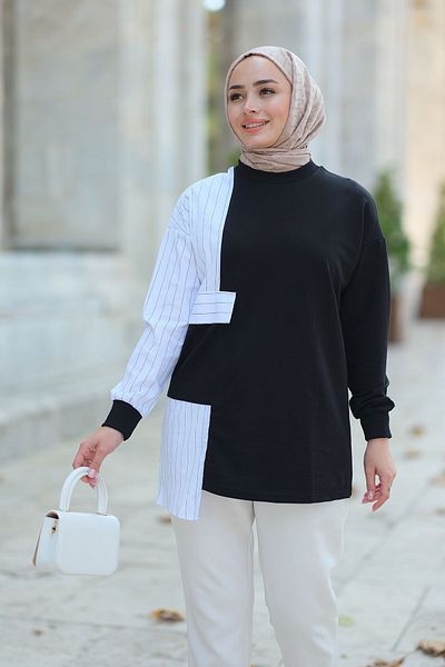 LOCCO Μαύρο χιτώνα - Τσέπη και λεπτομέρεια πουκάμισου