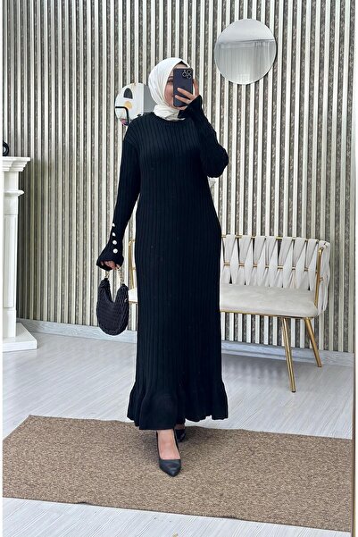Moda Krash VOLANLI FİTİLLİ TRİKO ELBİSE