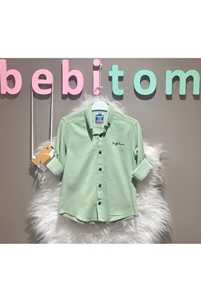 bebitomkids Erkek 7-15 Yaş Düz Nakışlı Gömlek