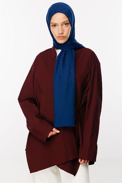 Mooncorn Σάλι ζακάρ με μοτίβο Lotus Navy Blue