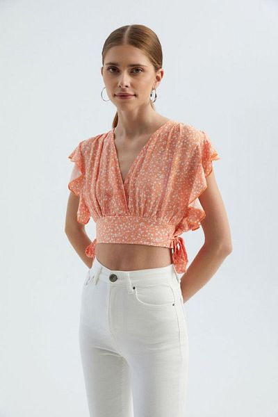 Hiccup Φλοράλ μοτίβο V λαιμόκοψη Crop Top