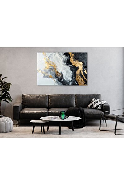 AllureArtDesign Gold Detaylı Soyut Kanvas Tablo, Soyut Tablo