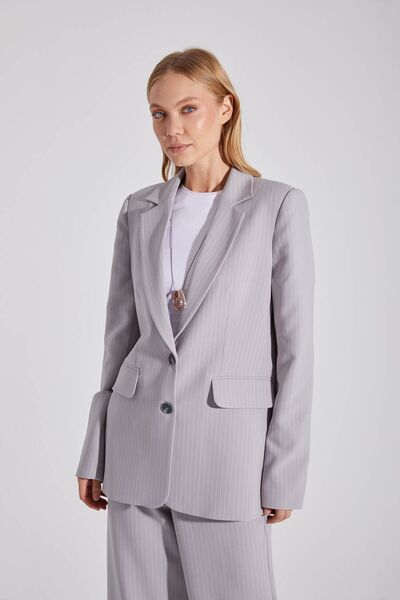 ONE8 Çift Düğmeli Yırtmaçlı Astarlı Blazer Ceket