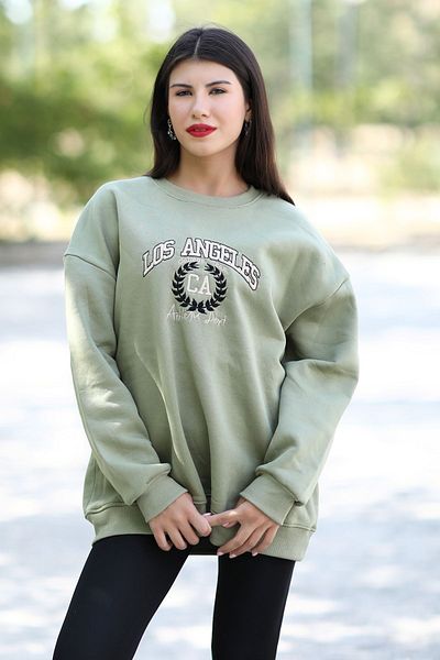 GİYSA Hanorac oversize brodat Los Angeles pentru femei - 9002