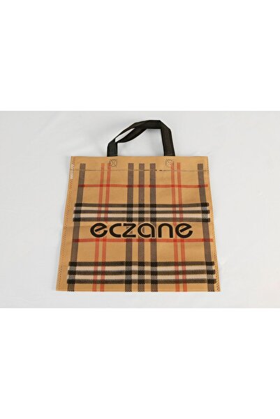 ÇABUKLAR Eczane Bez Çanta Körüklü Kahve Ekose (33x6x30 cm) - 50 Adet
