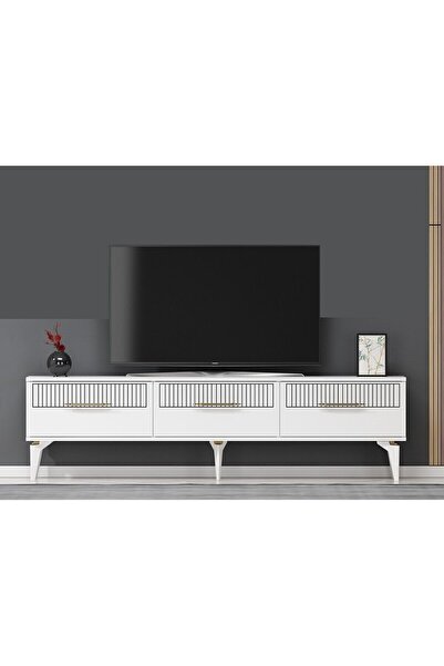 cantek dizayn Allvin 180 Cm Tv Sehpası Beyaz Beyaz