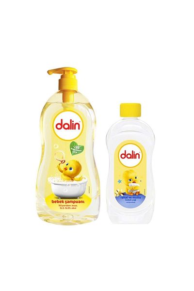 Dalin Classic Baby Shampoo - 700ml Baby Oil with Pump and 100ml (Set of 2) (Comfortable and Happy)