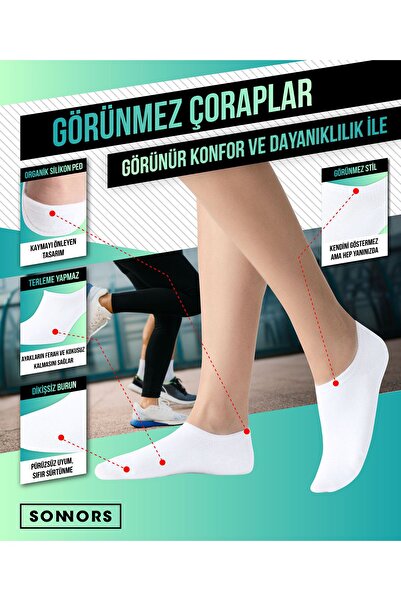 SONNORS 6 чифта невидими чорапи за жени и мъже Не се виждат Неплъзгащи се черни и бели сандали от органичен памук
