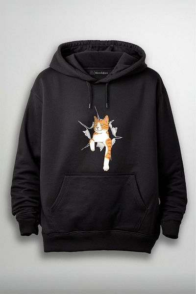 SM Satranç Medya Unisex Yellow Cat Hoodie - Μπροστινό τύπωμα