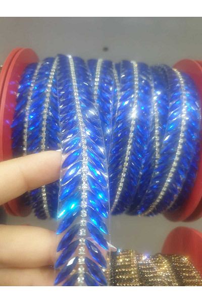ESRA ŞELEM Blue Shuttle Stone Iron-On Decorative Strip - Accessory Clothing Hobby
