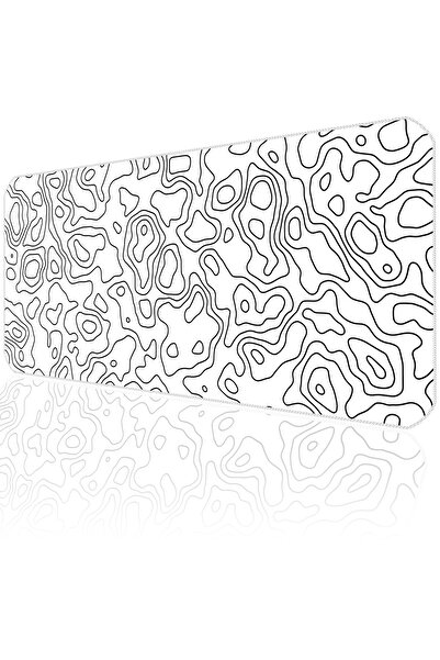 ilyuka White Topography Map MP077030 ilyuka Gaming Oyuncu Mousepad 70X30cm