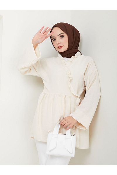 VOLT CLOTHİNG Hijab-Tunika für Damen mit Kragen und Rüschen