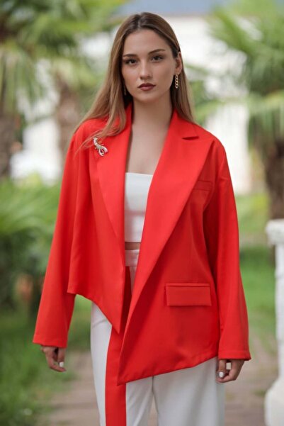 LaGrace Turuncu Asimetrik Ceket Pantolon Takım