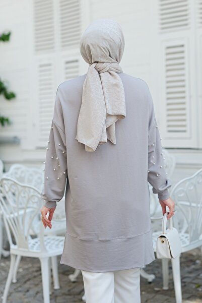 LOCCO Gray Tunic - Bead Detailed