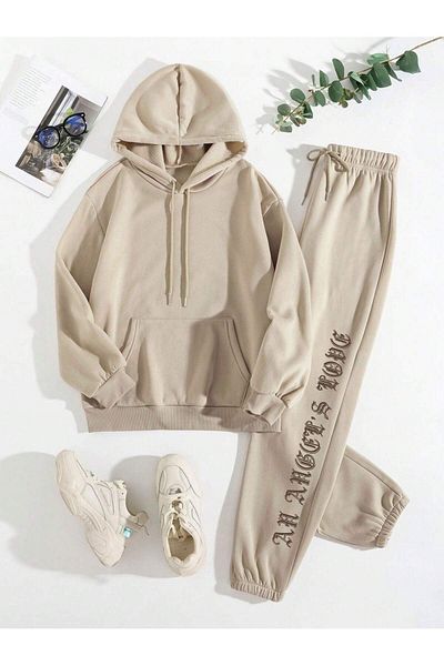 Fun Fashion Unisex 3 Thread Sweatshirt and Jogger Set - Back Printed Hoodie 2-Piece Combination