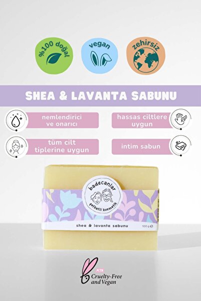 Badecanlar Şefkatli Kozmetik Doğal El Yapımı Shea & Lavanta Sabunu 100 gr (HA...