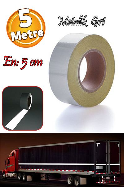 Badem10 Gray Metallized Colored Reflective Night Glow Tape - 5 Cm, 5 Mt Warning Tape