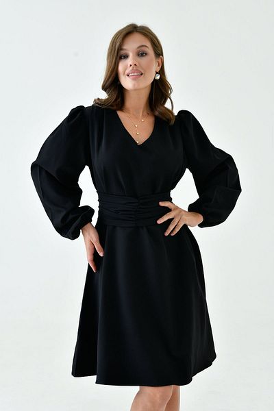 WOMAN VISION Γυναικείο βραδινό φόρεμα με φαρδιά εφαρμογή με λαιμόκοψη V και λεπτομέρεια με κουμπιά - 1003