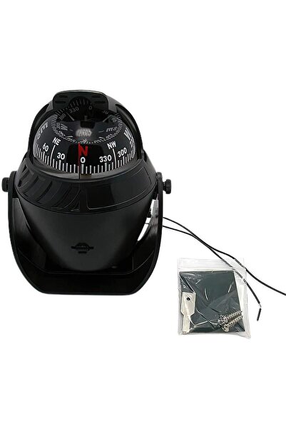 Mors Işıklı Pusula. Tekne Pusulası. Siyah. 14cm