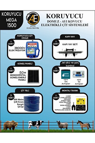 KORUYUCU ÇİT Koruyucu Elektrikli Çit Sistemi (DOMUZ AYI KOVUCU)güneş Panelli ...
