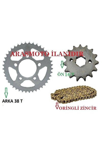 SUPERMOTO Drift L 125 Performans Hız Zincir Dişli Seti Oringli Gold Zincir Arka 38T - Ön 16T ._Supermoto