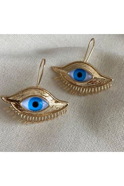 Marlenka Gold Colored Evil Eye Earrings
