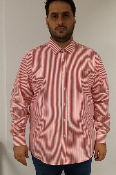TOUSUS Large Size Red Striped Men's Shirt Btl-6138-tss