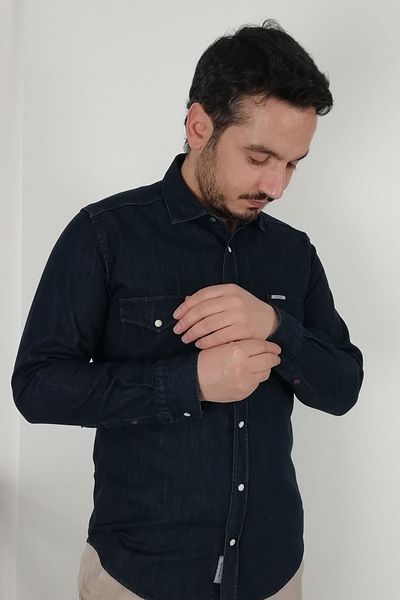 TOUSUS Cămașă pentru bărbați din denim slim Fit Slm-2011-tss