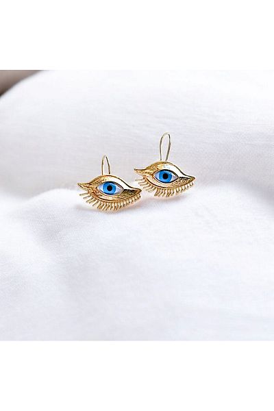 Marlenka Gold Colored Evil Eye Earrings