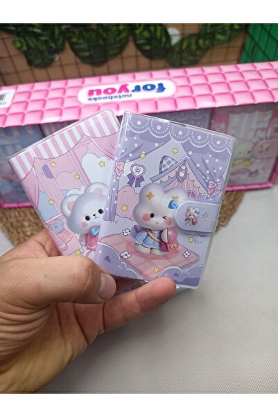 Meyra Accessories mini ayıcıklı desenli kendinden şeffaf kılıflı not cep deft...