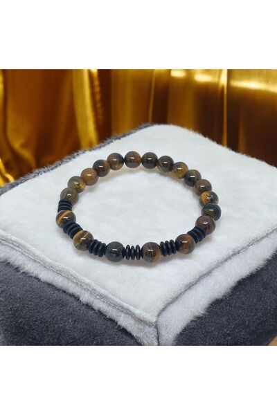 Tasarım Tiger Natural Jewelled Eye Bracelet - 8mm Sphere Cut