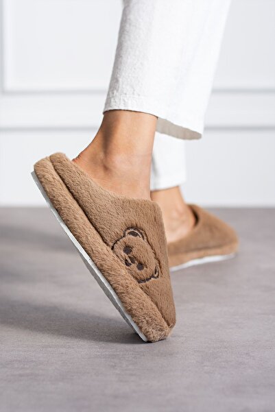 STOCON New Season Plush Women's Home Slippers - with Dowry and Bundle Detail, Noiseless Thick Sole