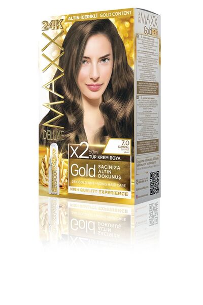 MAXX DELUXE Golden Serıes 24k Altın Içerikli Tüp Boya Ve Saç Bakım Serumlu (2...