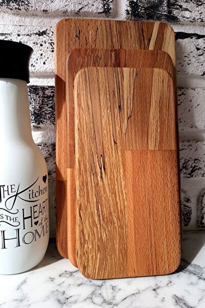 woodhub لوح تقطيع من خشب الزان طقم عرض مكون من 3 قطع طبق تقديم طبق الإفطار طبيعي