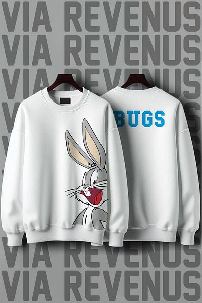 Vordevia Dear Bugs and Lola Bunny Printed Oversize Combination Sweatshirt