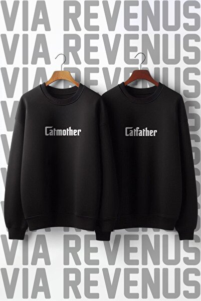 Vordevia 3 niti Draga mačka, otac mačka, majka mačka B Štampano široka majica