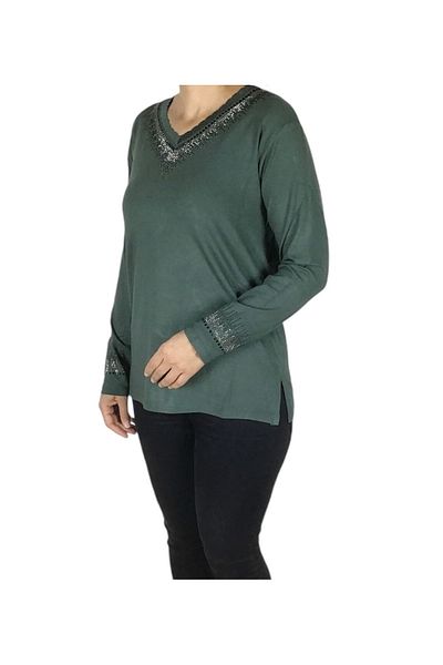 ECE GİYİM Γυναικεία Μπλούζα Nergis Stone V Neck - Seasonal