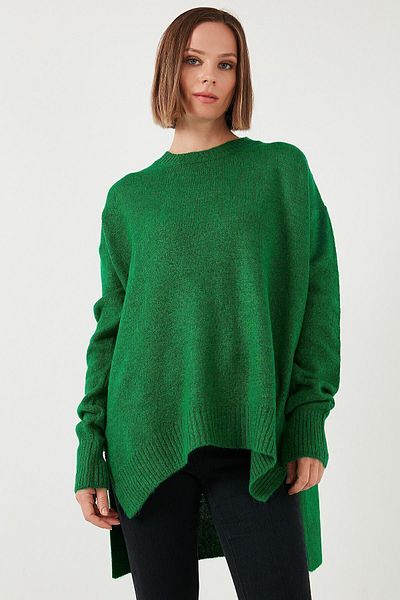 Lela Pulover confortabil cu fantă cu gât crew - PULOVER 4616142 Y