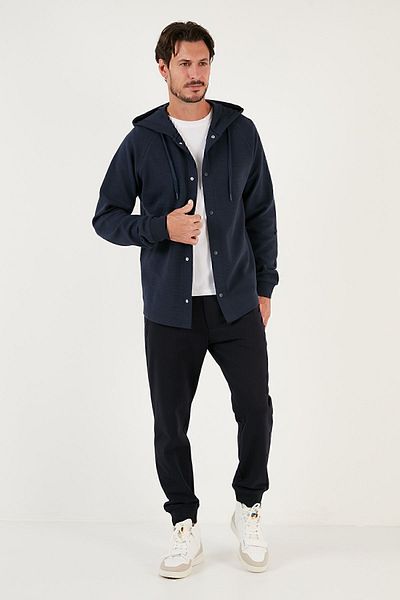 Buratti Ανδρική ζακέτα με βαμβακερή κουκούλα Relaxed Fit Cardigan 5905468