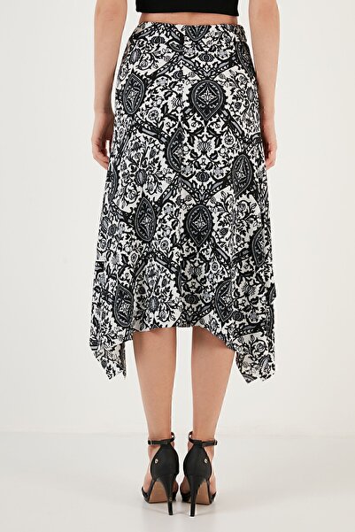 Lela Fustă midi asimetrică cu model Slim Fit Fustă5865621