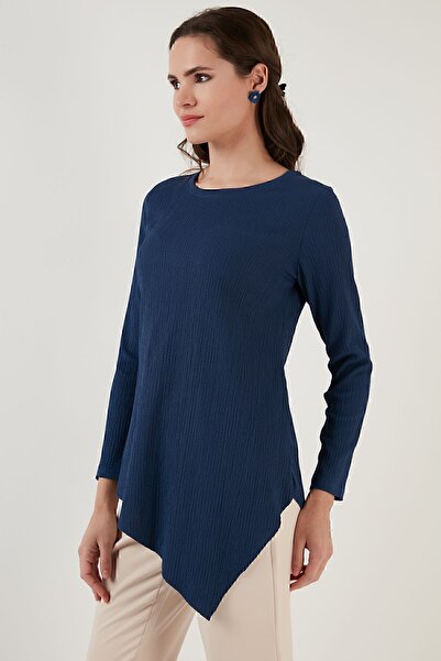 Lela Bisiklet Yaka Esnek Dokulu Asimetrik Bluz Bluz 5864971