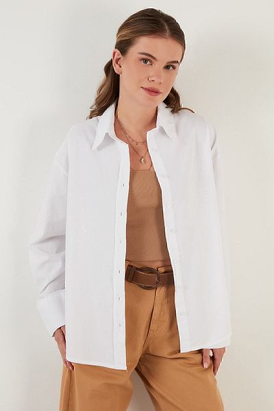 Lela Oversize 100% βαμβακερό πουκάμισο Γυναικείο πουκάμισο Cf21s163867