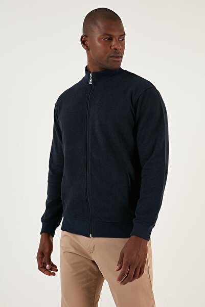 Buratti Бавовняний кардиган з блискавкою, стоячим коміром і кишенями Чоловічий кардиган 456210